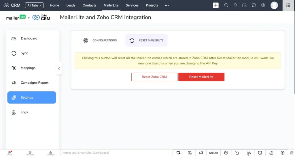 MailerLite Integration for Zoho CRM 7 MailerLite-Reset-MailerLite