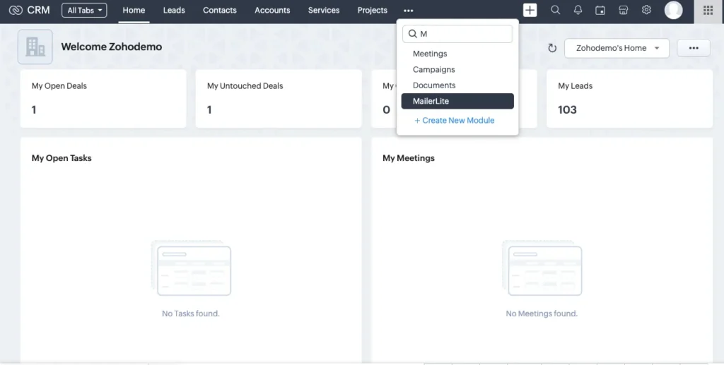 MailerLite Integration for Zoho CRM 1 MailerLite-Select-MailerLite
