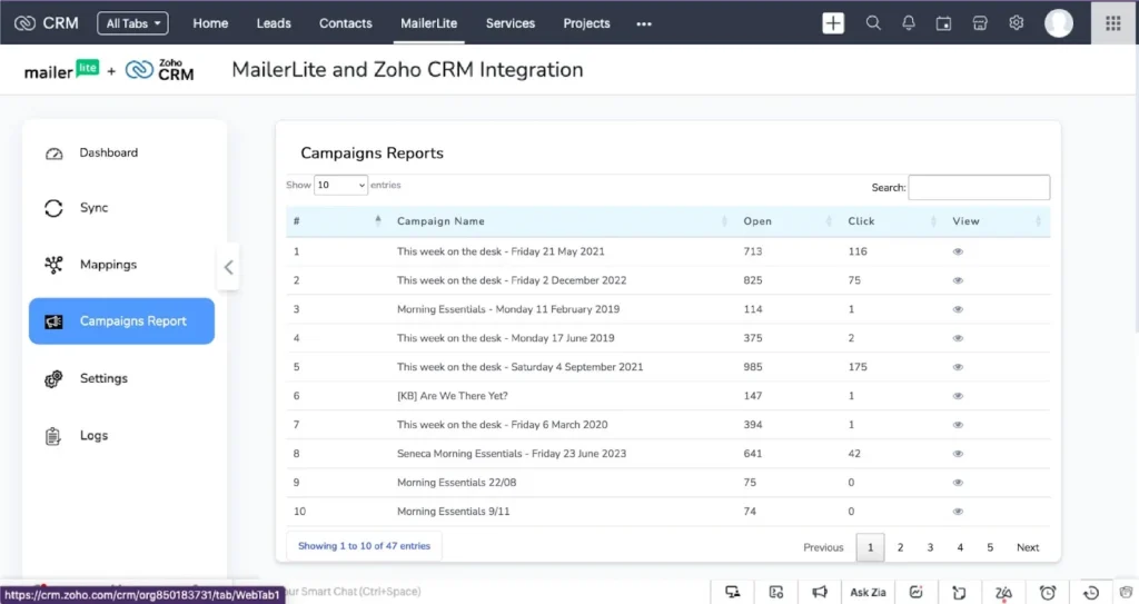 MailerLite Integration for Zoho CRM 11 mailer-campaign-reports
