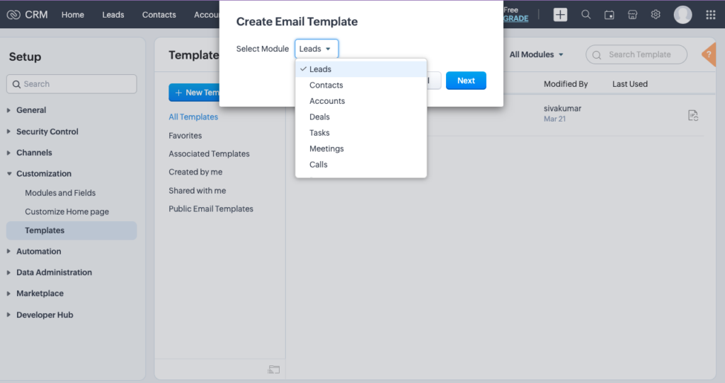 How to Send Campaigns in Zoho CRM Using Automation Tools 2 How to send email campaign- choose module